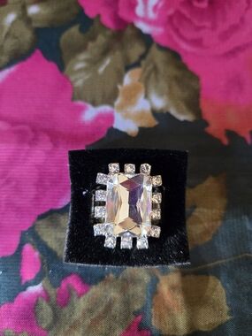 Crystal Rectangle Statement Ring - Clear Crystal